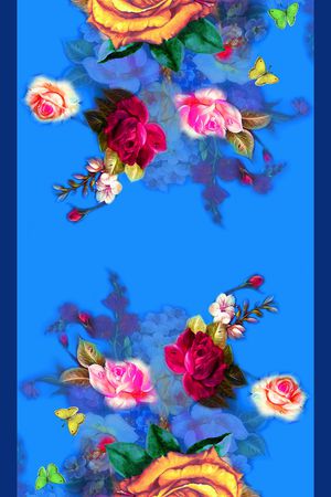 丝巾定位花印花华亿平台图片