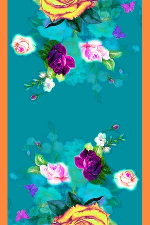 丝巾定位花印花华亿平台图片