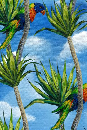 鹦鹉印花华亿平台图片