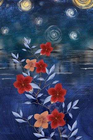 中国风定位花印花华亿平台图片