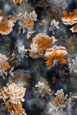 复古花朵印花华亿平台图片