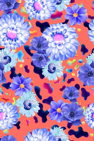 手绘花卉印花华亿平台图片