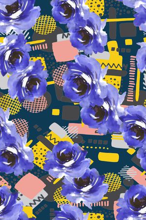 手绘花卉印花华亿平台图片