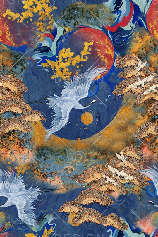 仙鹤印花华亿平台图片