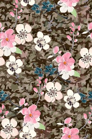 抽象花卉印花华亿平台图片