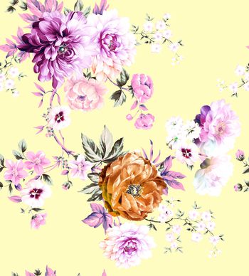 水彩花卉印花华亿平台图片