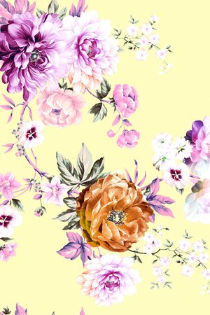 水彩花卉印花华亿平台图片