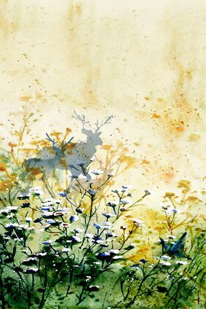 水彩花卉印花华亿平台图片