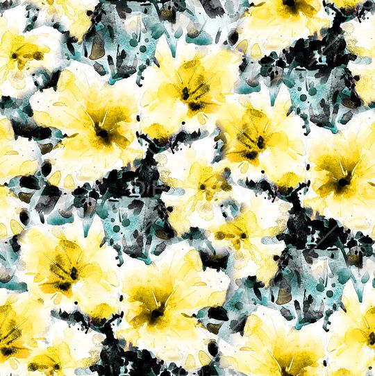 水彩花卉印花华亿平台图片