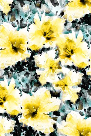 水彩花卉印花华亿平台图片