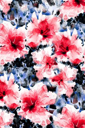 水彩花卉印花华亿平台图片