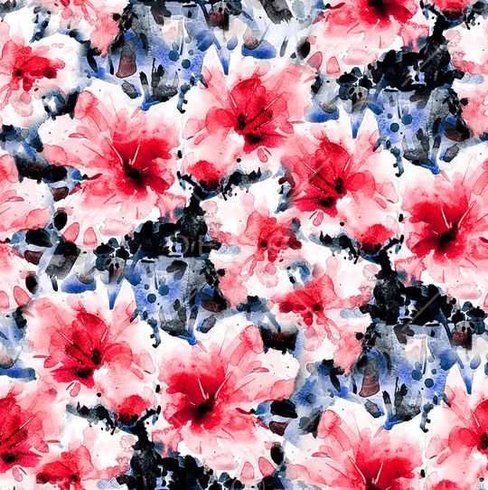 水彩花卉印花华亿平台图片