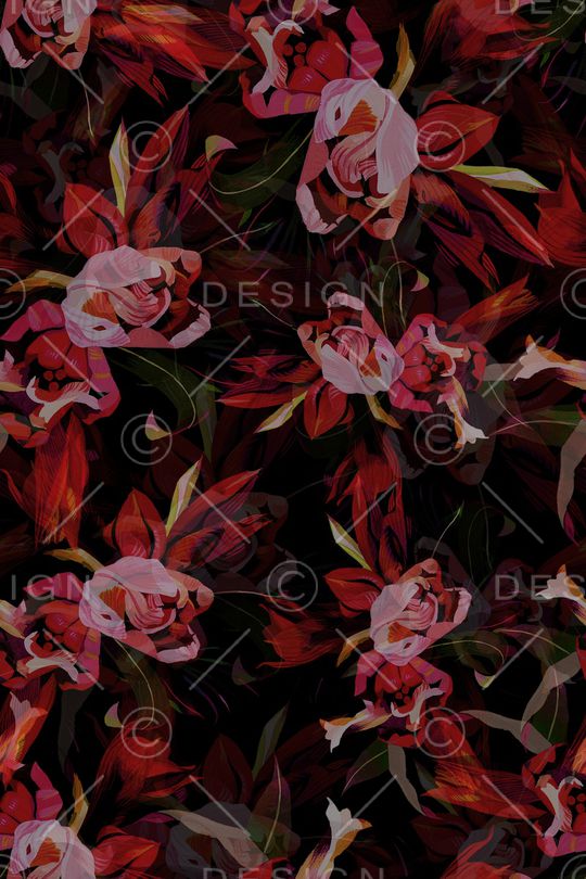 手绘花卉印花华亿平台图片