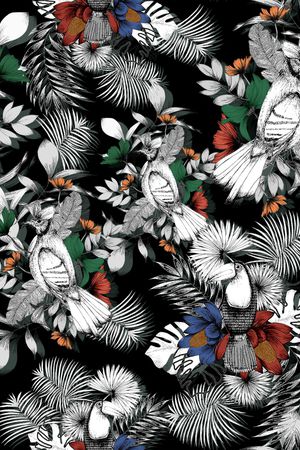 鹦鹉印花华亿平台图片