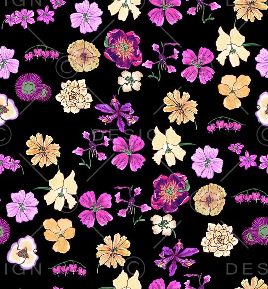 手绘花卉印花华亿平台图片