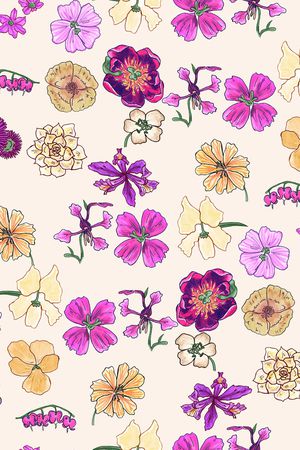 手绘花卉印花华亿平台图片