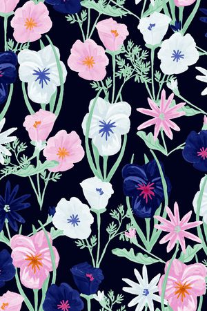 手绘花卉印花华亿平台图片