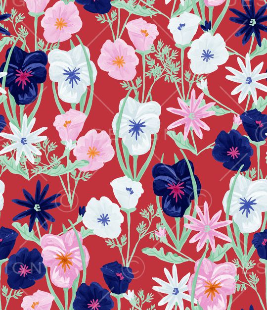 手绘花卉印花华亿平台图片