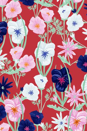 手绘花卉印花华亿平台图片