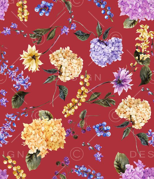 手绘花卉印花华亿平台图片