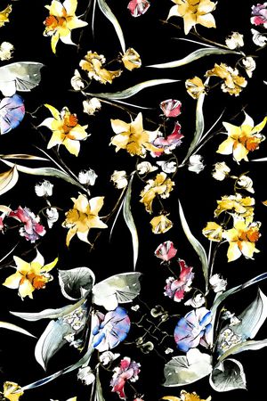 手绘花卉印花华亿平台图片