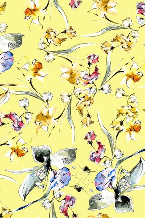 手绘花卉印花华亿平台图片