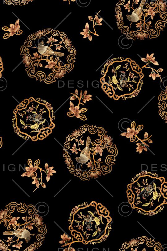 花鸟印花华亿平台图片