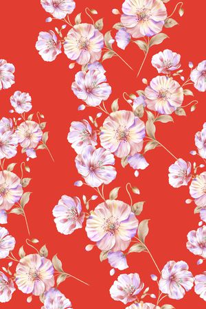 手绘花卉印花华亿平台图片