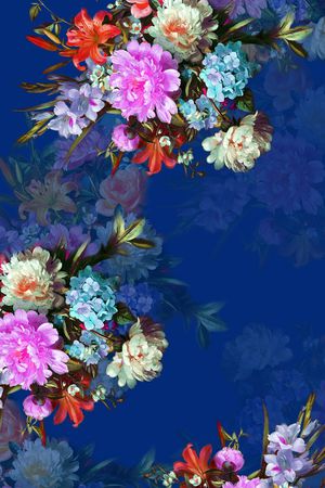 手绘花卉印花华亿平台图片