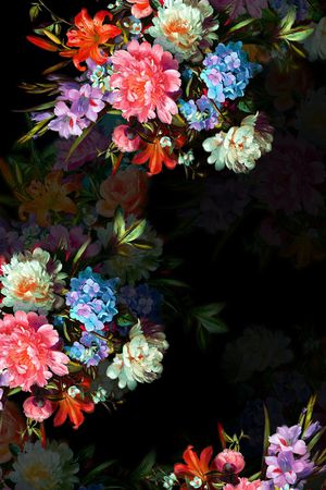 手绘花卉印花华亿平台图片