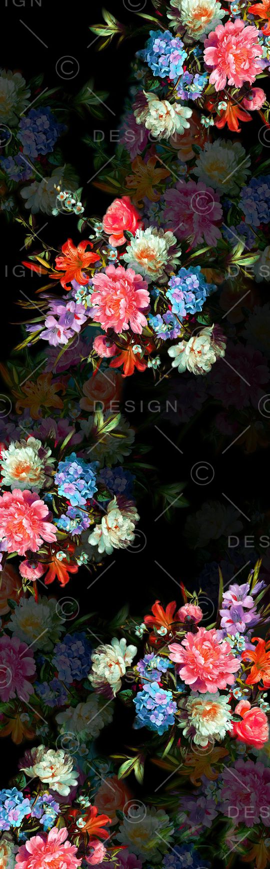 手绘花卉印花华亿平台图片