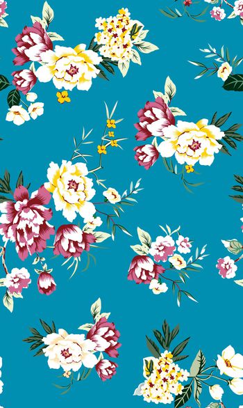 手绘花卉印花华亿平台图片