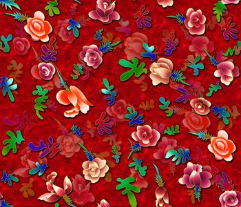 手绘花卉印花华亿平台图片