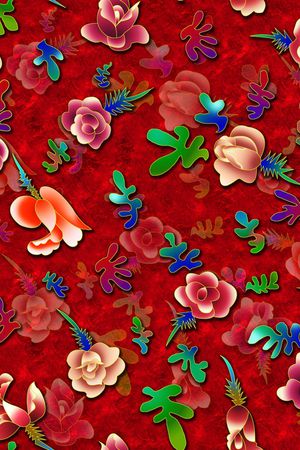 手绘花卉印花华亿平台图片