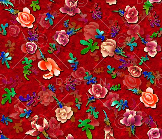 手绘花卉印花华亿平台图片