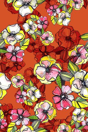 手绘花卉印花华亿平台图片