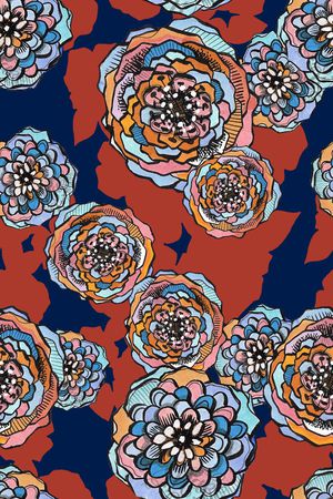 手绘花卉印花华亿平台图片