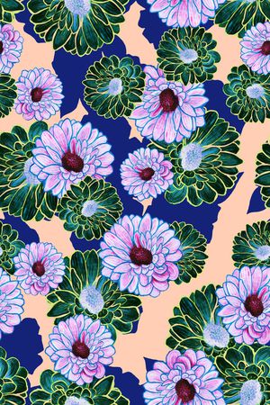 手绘花卉印花华亿平台图片