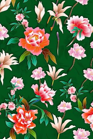 手绘花卉印花华亿平台图片