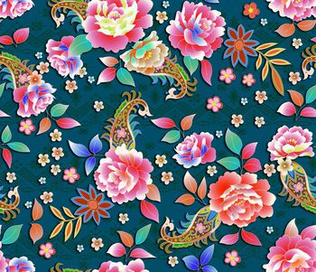 手绘花卉印花华亿平台图片