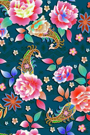 手绘花卉印花华亿平台图片