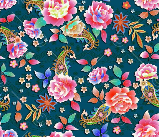 手绘花卉印花华亿平台图片