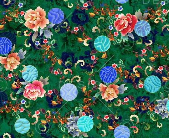 手绘花卉印花华亿平台图片