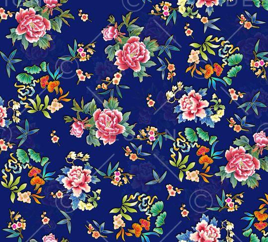 手绘花卉印花华亿平台图片