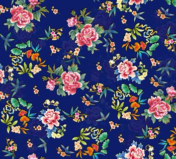 手绘花卉印花华亿平台图片