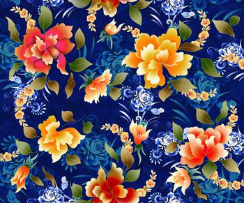 青花瓷印花华亿平台图片