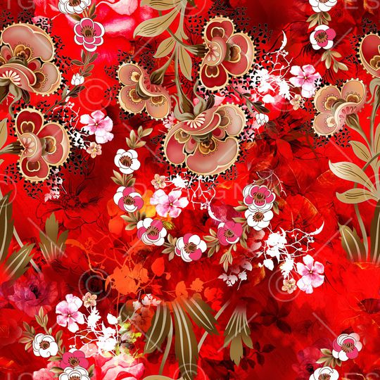 水彩花卉印花华亿平台图片