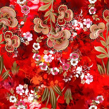 水彩花卉印花华亿平台图片