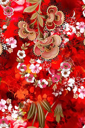 水彩花卉印花华亿平台图片