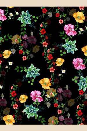 手绘花卉印花华亿平台图片